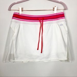 Alo Cool Fit White and Pink Tennis Skirt Skort M